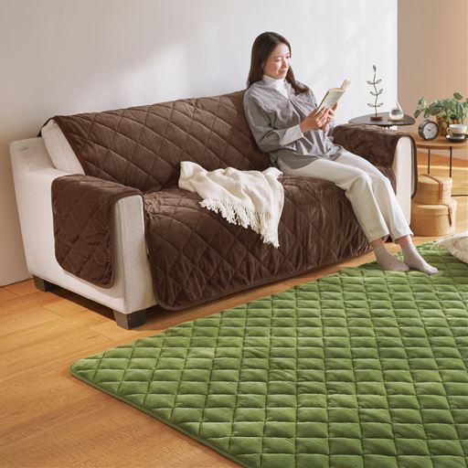 ブラウン L (3人掛け用) <br>※商品はソファカバーです。ラグはCT-681を使用しています。