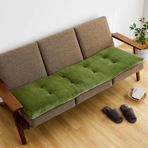 グリーン(3人掛け用)<br>ボリュームたっぷりでふかふか! あったかソファパッドです。