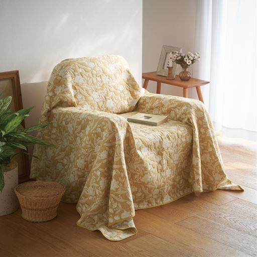 イエロー(横200×縦200cm)<br>ソファに掛けたり、ベッドカバーやラグとしても活躍します。