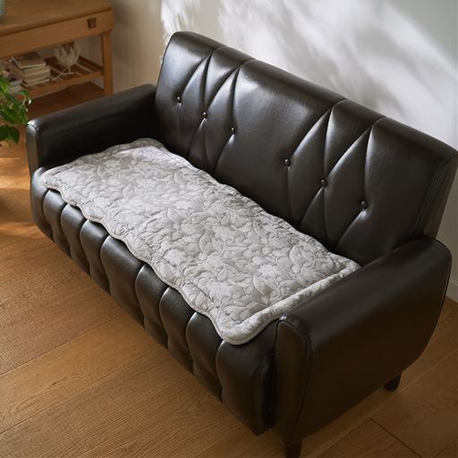 グレー 2人掛け用(100×50cm)<br>可愛いウェーブデザインや優しい柄に癒されます。