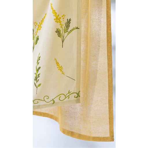 イエロー(ミモザ柄)<br>ふんわりとやわらかな風合い。ほんのり透け感のあるほどよい厚みです。