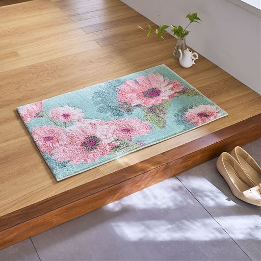 ブルー系(ピンクフラワー)<br>横80×縦50cm