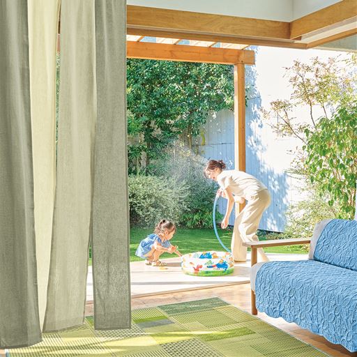 グレージュ ※商品はのれんです。<br>爽やか夏の天然素材。