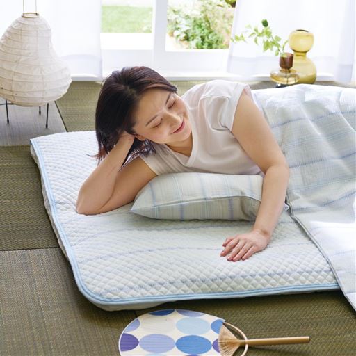 ブルー ※商品は肌布団です。<br>ニオイも汗も気にしない! サラッと快適な綿しじら。