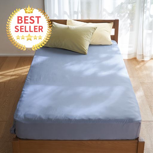 アンティックブルー<br>肌ざわりの良い綿100%ツイル生地のボックスシーツです。