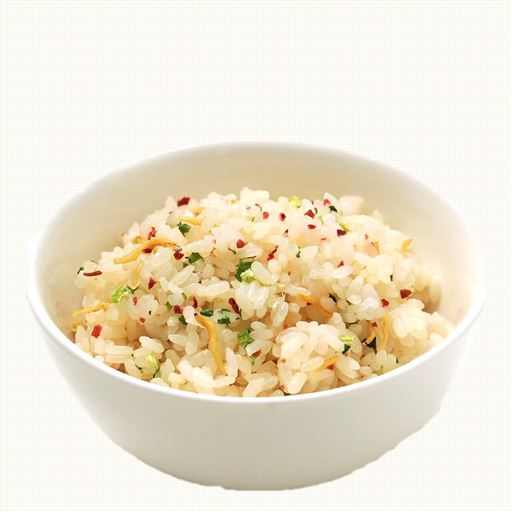 梅じゃこご飯<br>かつおだしがベース、さっぱりとした梅がアクセント。