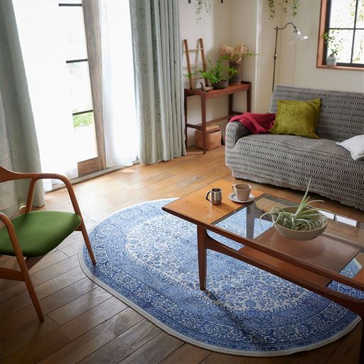 ブルー<br>横185×縦130cm/楕円