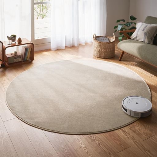 ベージュ C (円形/直径185cm)<br>とろけるようになめらか! 厚みが選べるメレンゲタッチラグです。