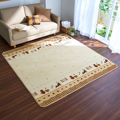 ベージュ系(ネコ)<br>横180×縦180cm