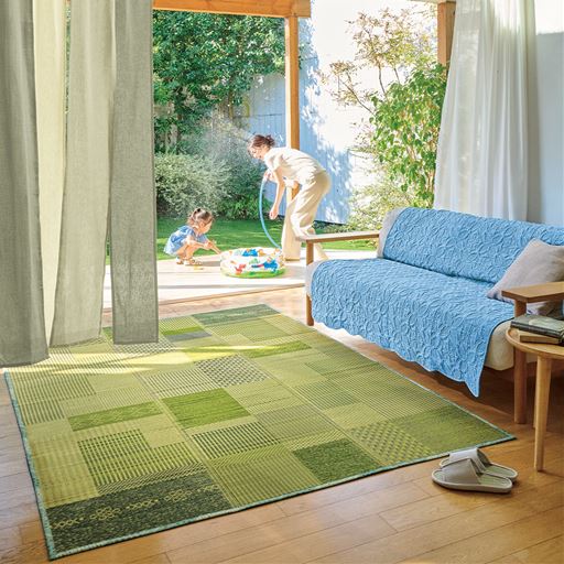 ブルー系(横240×縦180cm)<br>※商品はい草ラグです。