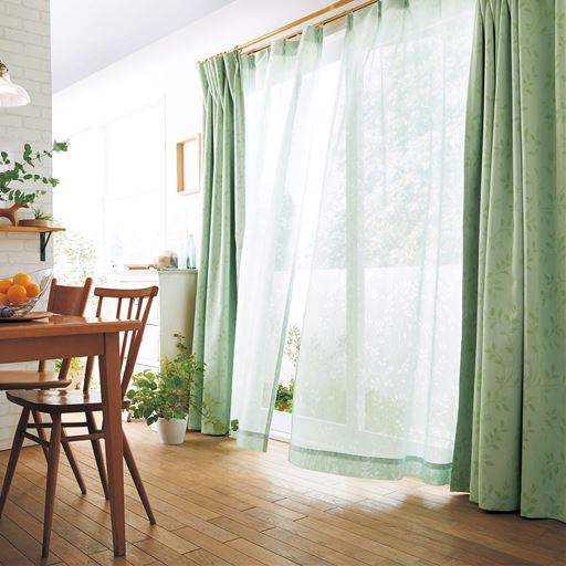 グリーン <br>※商品はレースカーテンです。カーテンはVP-501を使用しています。