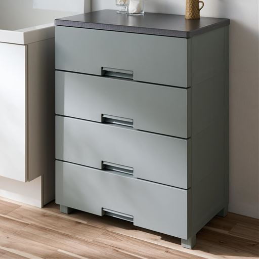 水や汚れに強い樹脂製なのでランドリースペースの収納にもおすすめ!