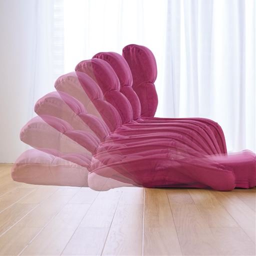 14段階リクライニング<br>背もたれと肘掛けが連動してリクライニングします。