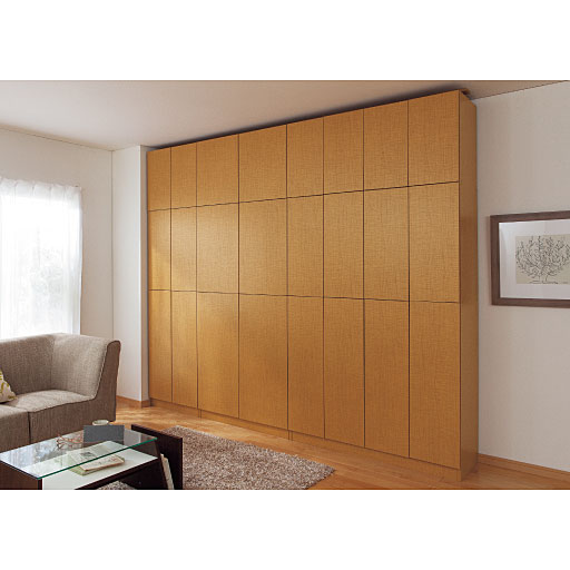 ライトブラウン ［上置き］左からG・H・I ［本体］左からJ・K・L<br>大容量でたっぷり収納! 頑丈タイプの壁面収納棚です。