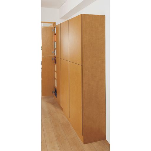 ライトブラウン J (本体/奥行42/幅60cm)・K (本体/奥行42/幅90cm)<br>奥行42cmは、掃除機など家電の収納庫としても。