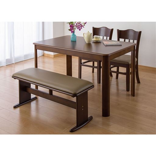 ブラウン ※テーブルは商品に含まれません。 <br>F (チェア2脚組)・G (ベンチ1脚)