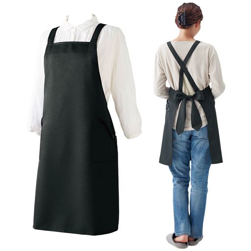 ブラック H型<br>※前部分H型のエプロンです。バッククロスタイプ