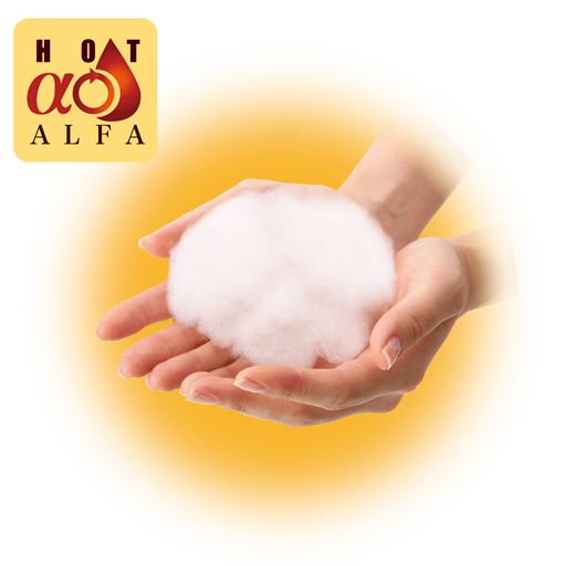 中わたに吸湿発熱わたを使用しているのであたたか。