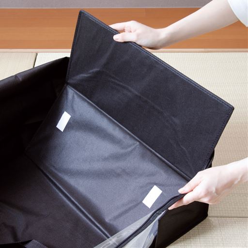 側面板付きで型崩れしにくい。