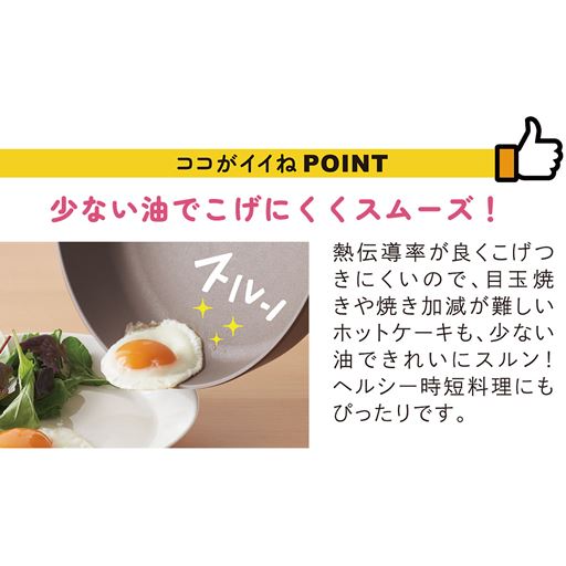 少ない油でこげにくくスムーズ!