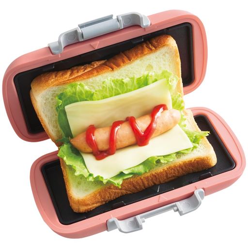 ピンク<br>電子レンジ3分で、ホットサンドが焼ける!