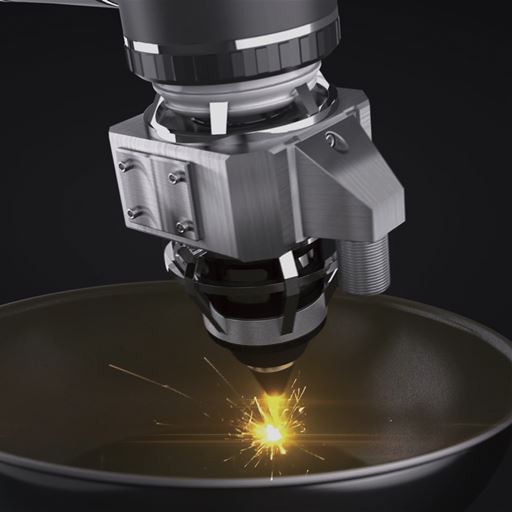 ツルツルの秘訣は焼き付ける特殊加工! 内面のステンレスとチタン・セラミック・ジルコニウムなどの粉末を8000℃以上の超高温レーザーで表面溶接させて、耐久性の高い表面を形成しています。