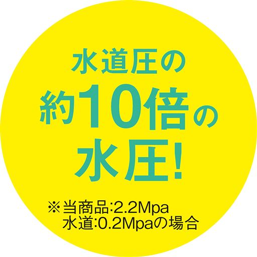水道圧の約10倍の水圧!