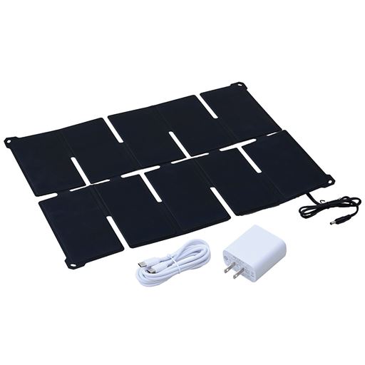 ソーラーパネル・急速充電対応アダプター・ケーブルがセット