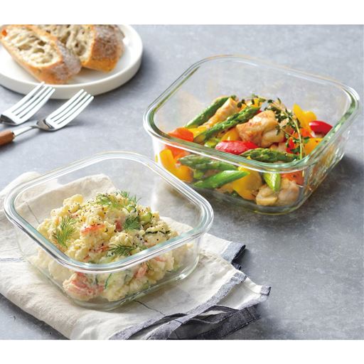 クリアー<br>調理から食卓、保存までこれ1つ! シンプルで使いやすい耐熱ガラス保存容器です。