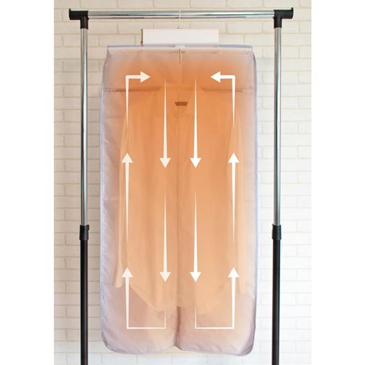 Tシャツ3枚が強モード120分で乾く!ハンガー3本かけられます※イメージ