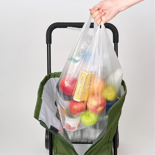 前面がファスナーで開くから荷物の出し入れがラク 内側は保冷保温ができるアルミシート!