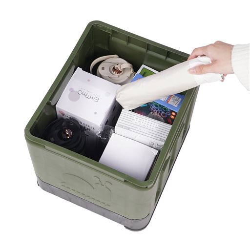 普段は収納ボックスとして災害時に必要なものをセットしておけば安心。