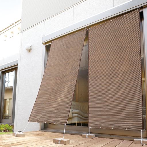 ブラウン(2枚組)<br>室内・屋外どちらでも取り付けOK! 遮熱アルミUVすだれです。