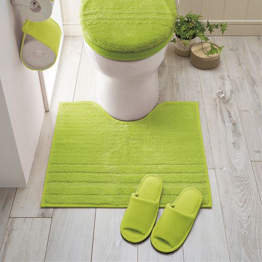 アップルグリーン ※商品はスリッパです。<br>※フタカバー:CG-252、トイレマット:CG-521、便座カバー:CG-578、ペーパーホルダーカバー:CG-585を使用