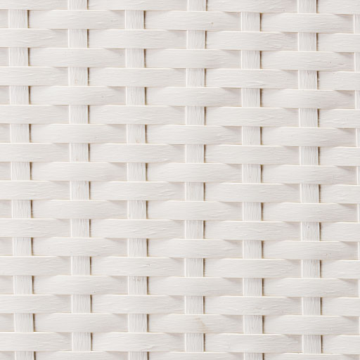 ホワイト<br>ポリエチレン製の人工ラタンを丁寧に編み込んだナチュラルな風合い。