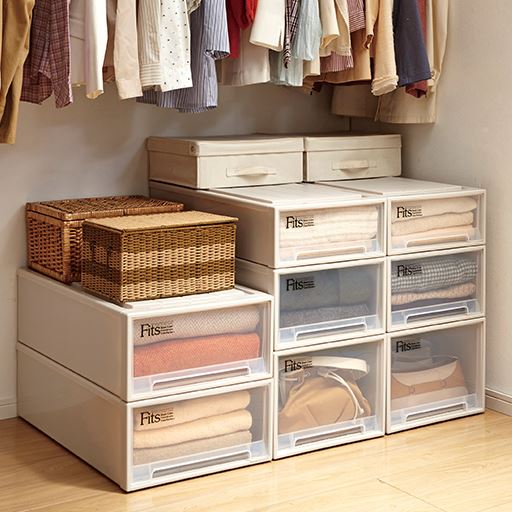 クリアー 左列:F×2個 中列・右列:上からA・B・C<br>収納の定番! 人気のフィッツ衣装ケースです。※このカラーは販売しておりません。