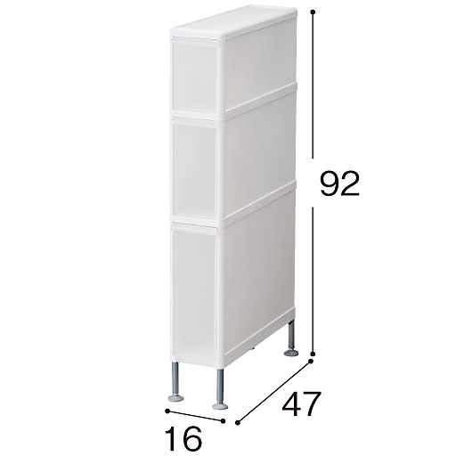 ホワイト A (幅16×高さ92cm/3段)<br>※寸法の単位はcmです。
