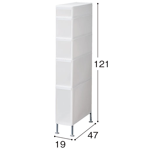 ホワイト D (幅19×高さ121cm/5段)<br>※寸法の単位はcmです。