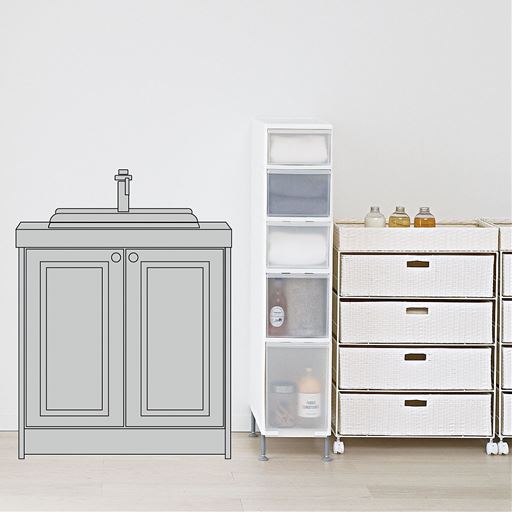 I (幅27×高さ126cm/5段)<br>インテリアの邪魔をしないシンプルなデザイン。