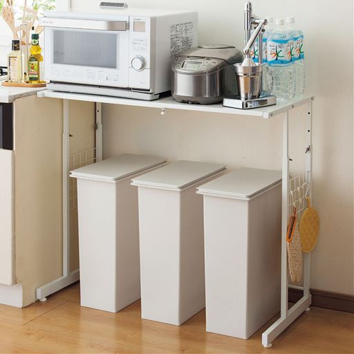 ホワイト B (ワイド)<br>家電も置ける、頑丈な造りのキッチンラックです。