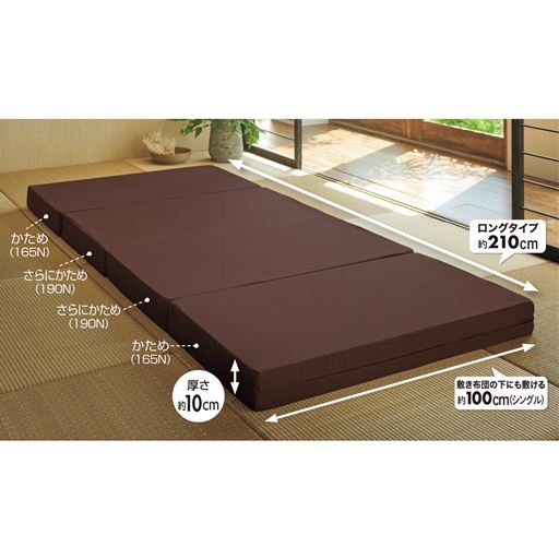 異なる硬さで自然な寝姿勢へ ※写真は厚さ10cmタイプ。 ※ニュートン値は厚さ10cmタイプのものとなります。