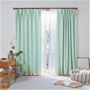ライトグリーン 幅100×丈85cm(レース丈83cm)<br>お手頃プライス! 遮光カーテンとミラーレースカーテンのセットです。