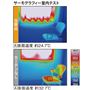サーモグラフィー試験でも、当商品の使用によって室内の座面温度が大きく下がったことがわかります。