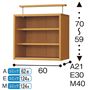 上置き A (奥行21/幅60cm)・E (奥行30/幅60cm)・M (奥行40/幅60cm)<br>※寸法の単位はcmです。撮影の為、扉は外しています。