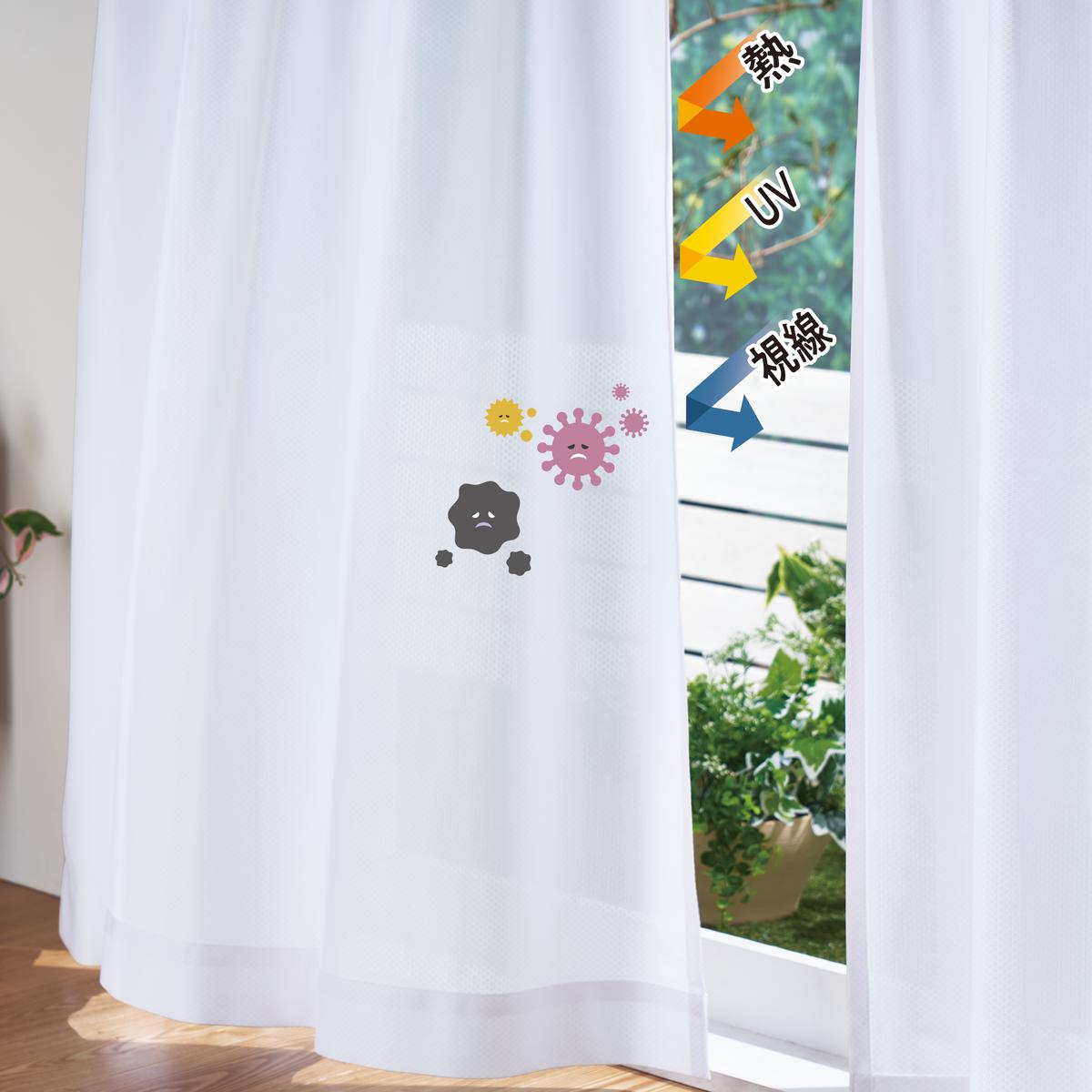 7つの機能で1年中快適レースカーテン(防炎・抗菌・防カビ・UVカット