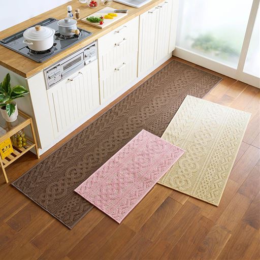ピタッとズレにくい!キッチンマット(ニット柄)