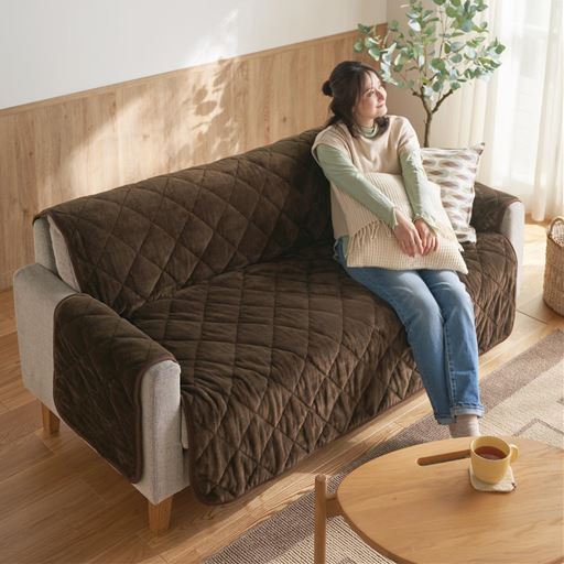 あったか肘付きソファカバー(中掛けタイプ)