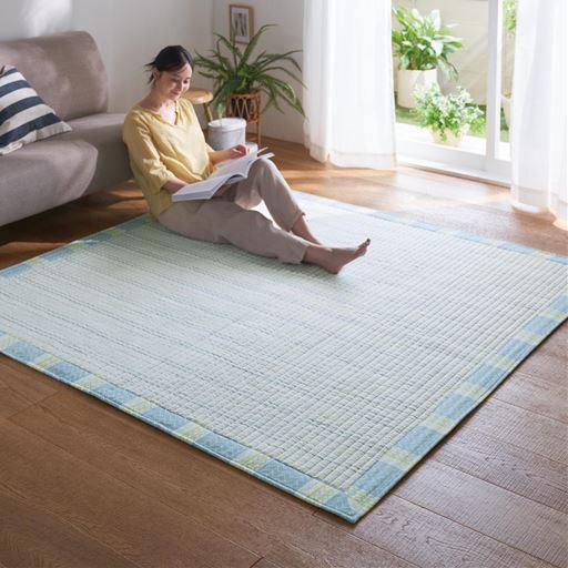 シャリッと心地よいしじら織りキルトラグ(綿100%)