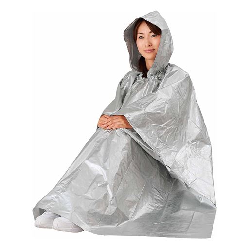 フード付きアルミブランケット(ポンチョ型) 収納袋付き