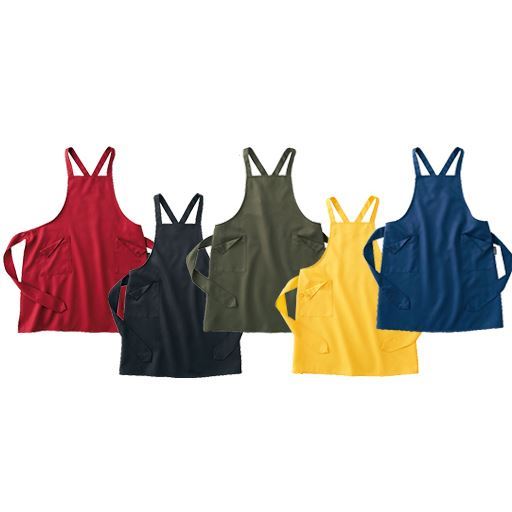 選べる シンプルエプロン(乾きやすくシワになりにくい)(洗濯機OK)